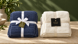 Navy and cream Willow & Fern towel sets