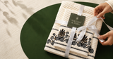 Embroidered Willow & Fern towel gift set tied with ribbon