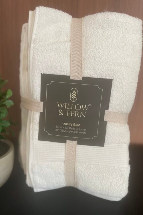 Premium 700 GSM Cotton White Towel Set