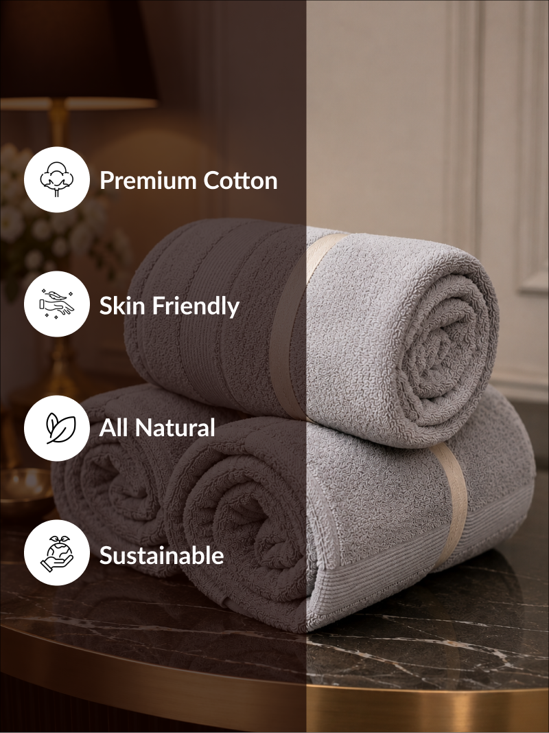 Silver Grey Premium 700 GSM Cotton Towel Set - Image 6