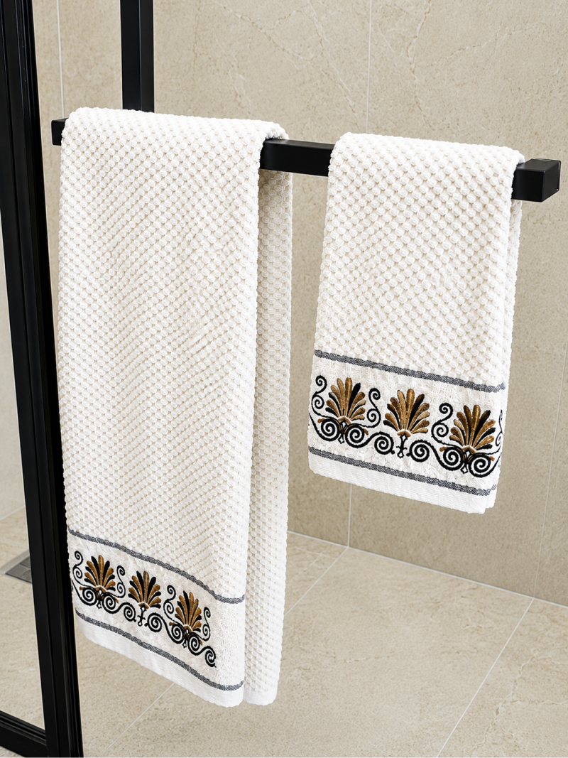 Premium 100% cotton scroll embroidery towel set - Image 2