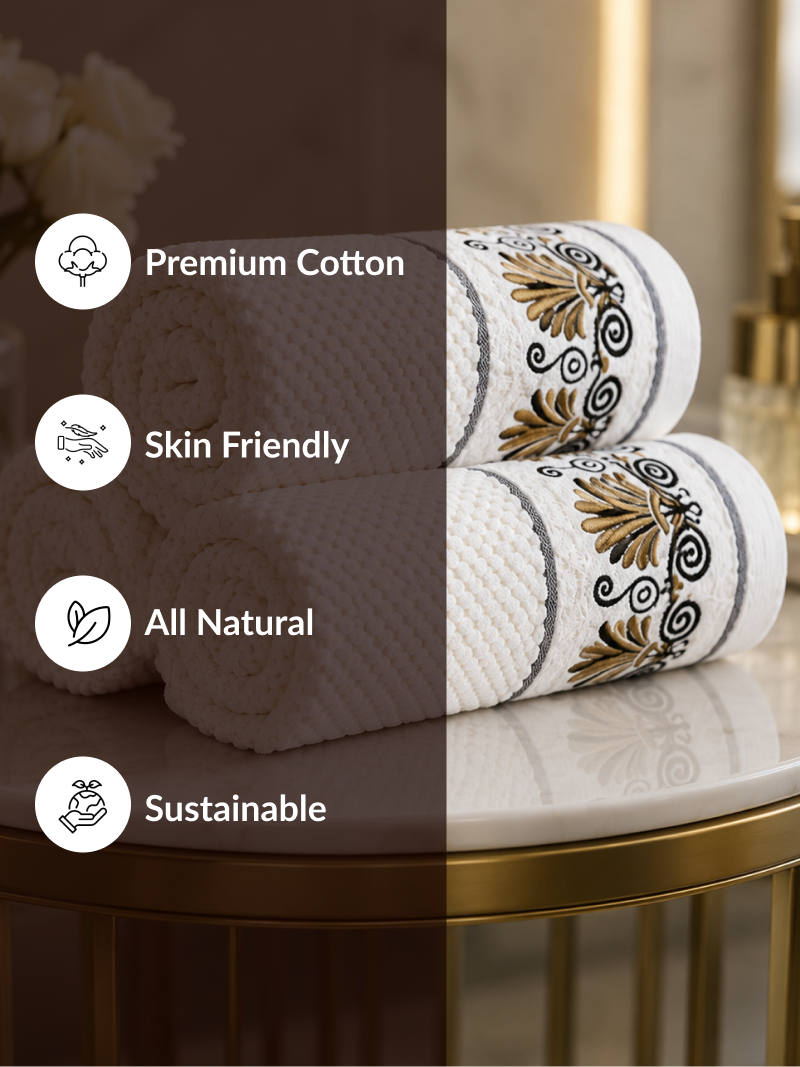Premium 100% cotton scroll embroidery towel set - Image 5
