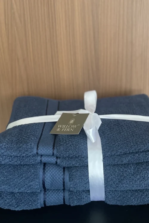 Premium 550 GSM Cotton Navy Towel Set.