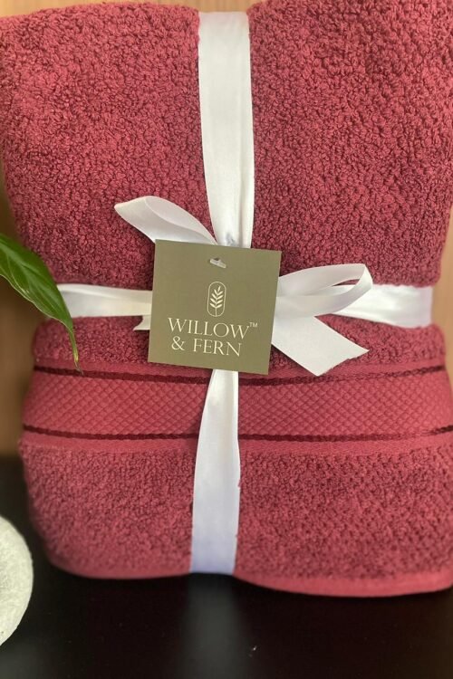 Premium 550 GSM Cotton Burgundy Towel Set.