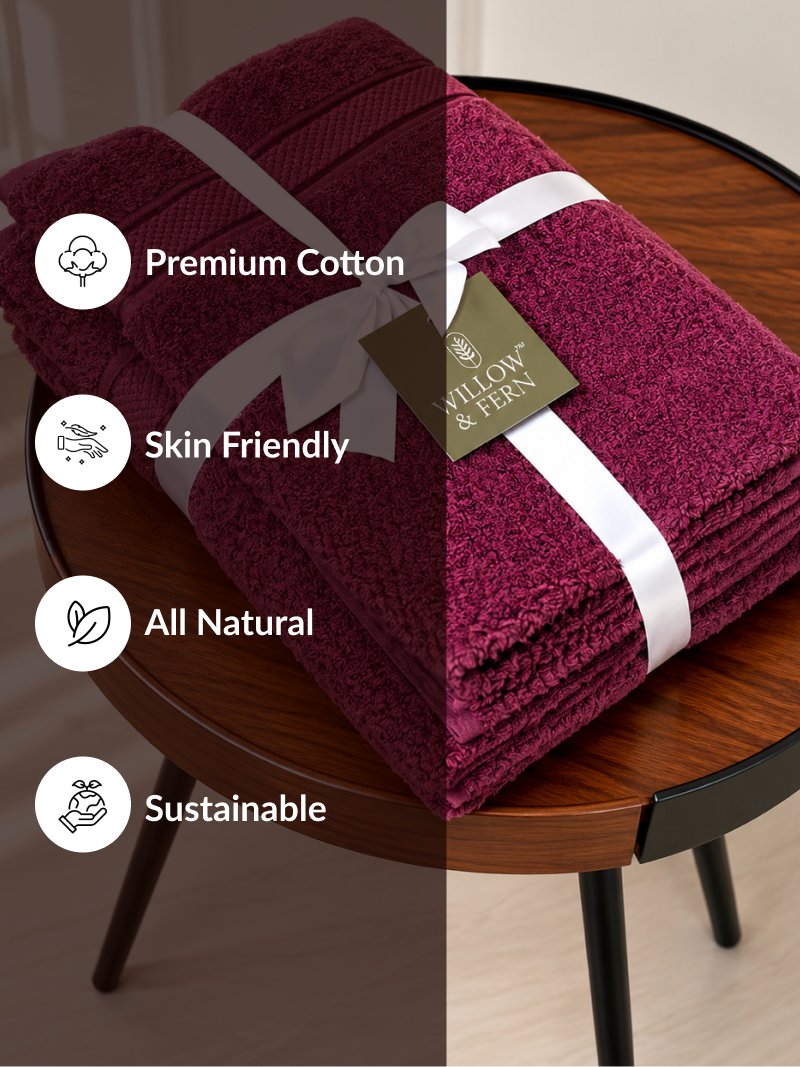 Burgundy Premium 550 GSM Cotton Towel Set - Image 5