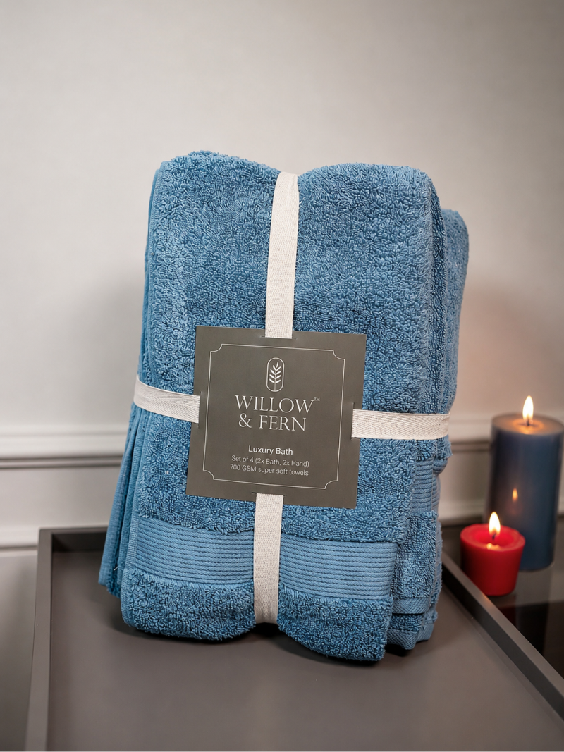 Blue Premium 700 GSM Cotton Towel Set - Image 2