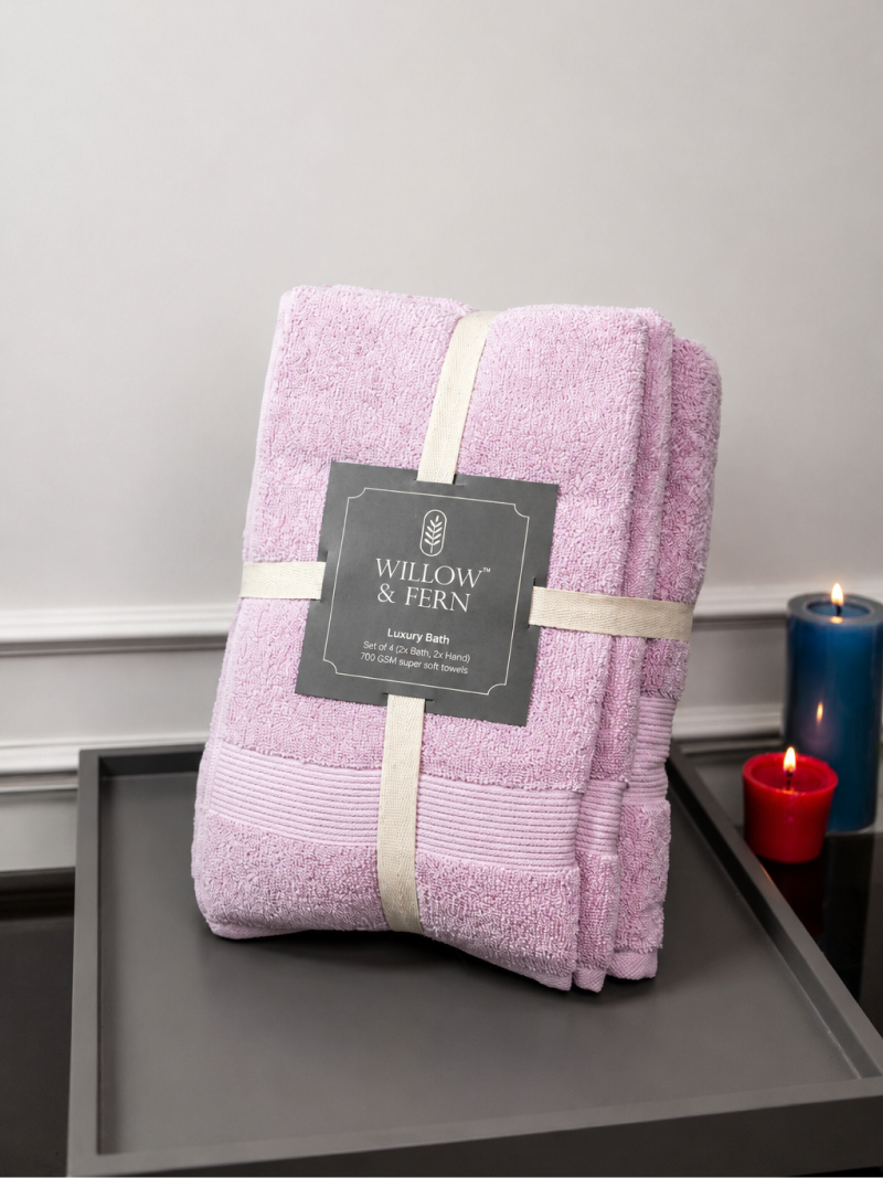 Soft Pink Premium 700 GSM Cotton Towel Set - Image 3