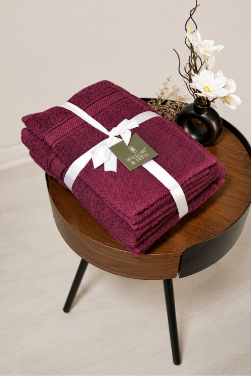 Burgundy Premium 550 GSM Cotton Towel Set