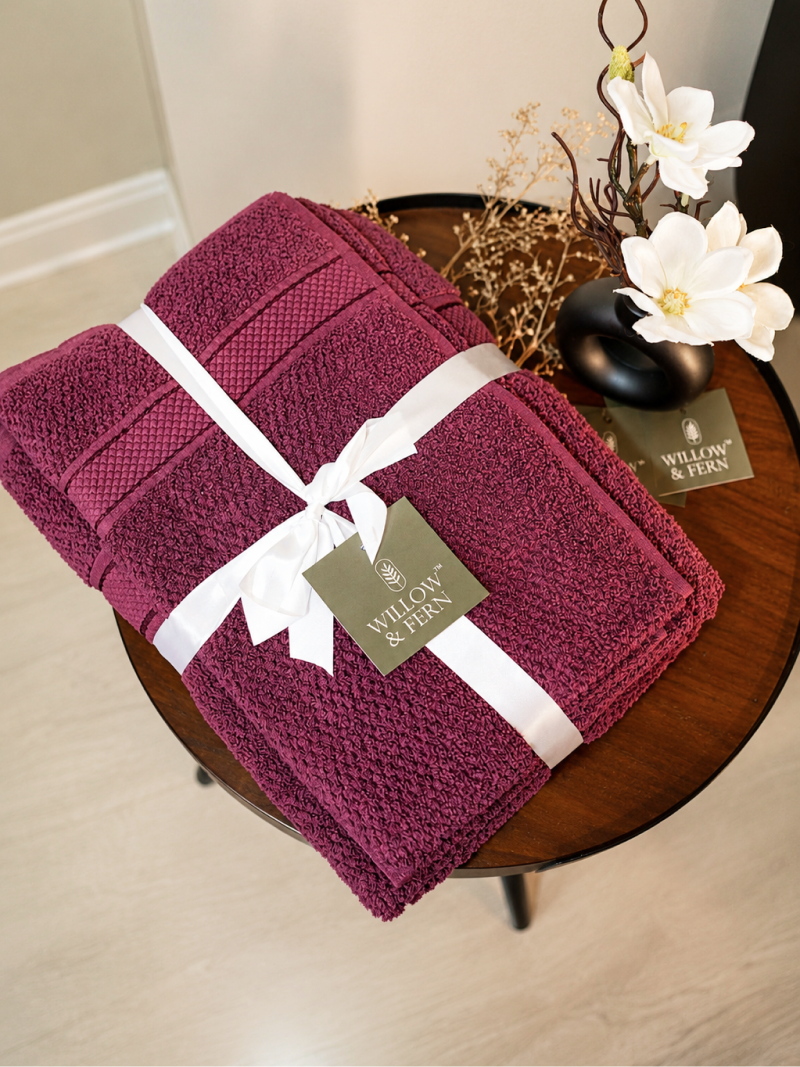Burgundy Premium 550 GSM Cotton Towel Set - Image 2