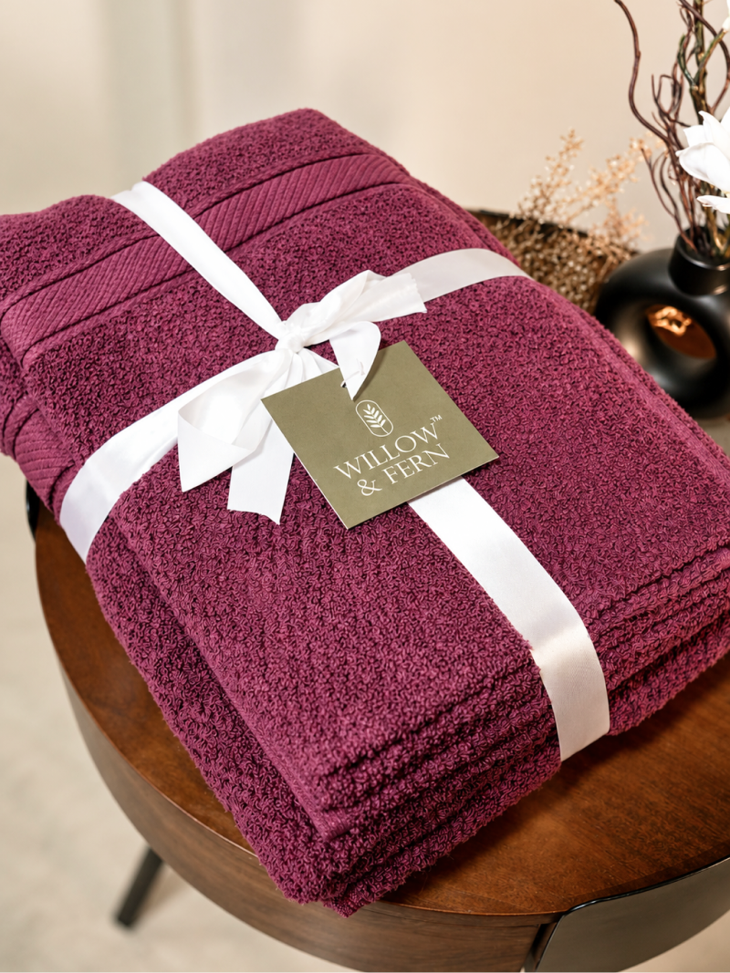 Burgundy Premium 550 GSM Cotton Towel Set - Image 3