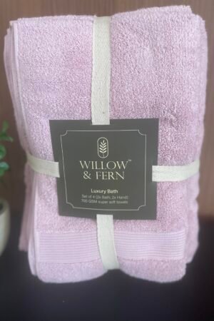 Premium 700 GSM Cotton Soft Pink Towel Set