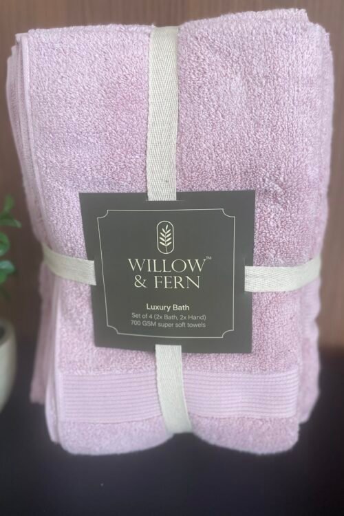 Premium 700 GSM Cotton Soft Pink Towel Set