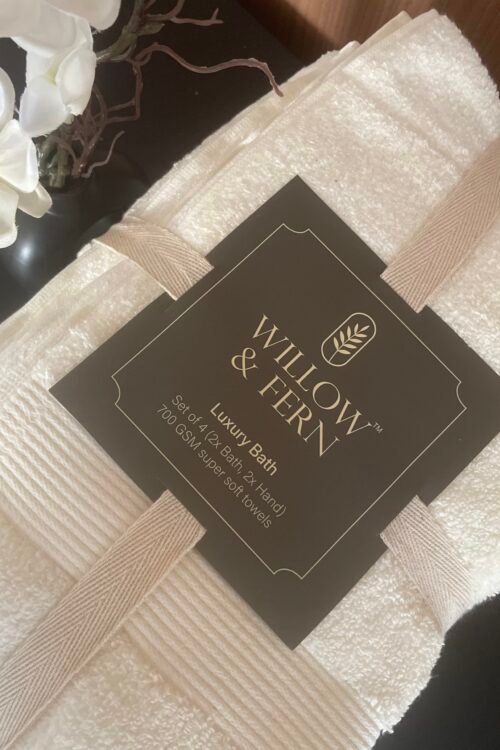 Premium 700 GSM Cotton Off White Towel Set