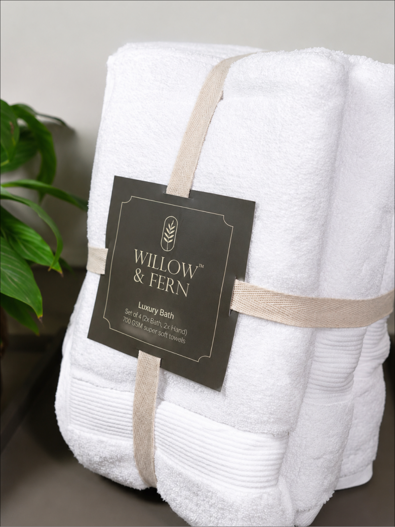 White Premium 700 GSM Cotton Towel Set - Image 2