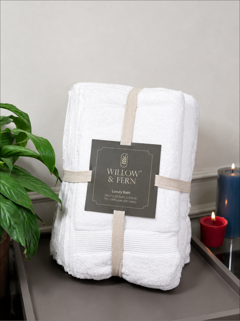 White Premium 700 GSM Cotton Towel Set - Image 3