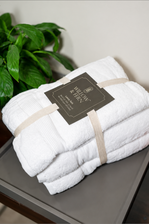 White Premium 700 GSM Cotton Towel Set
