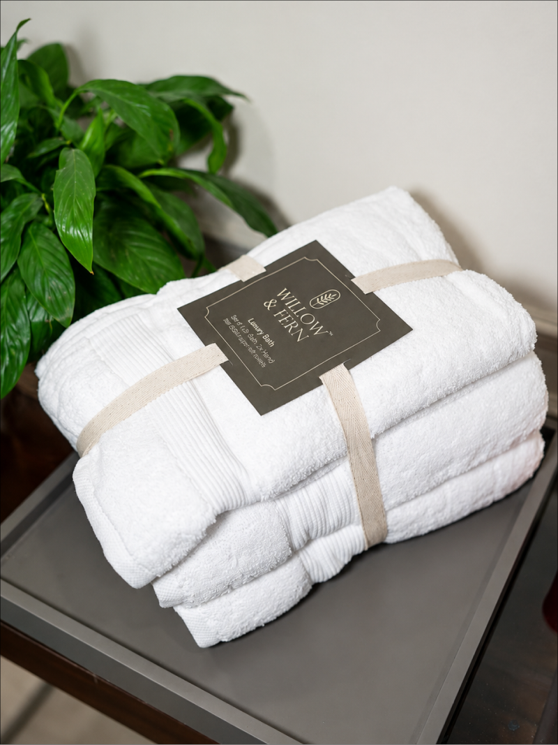 White Premium 700 GSM Cotton Towel Set