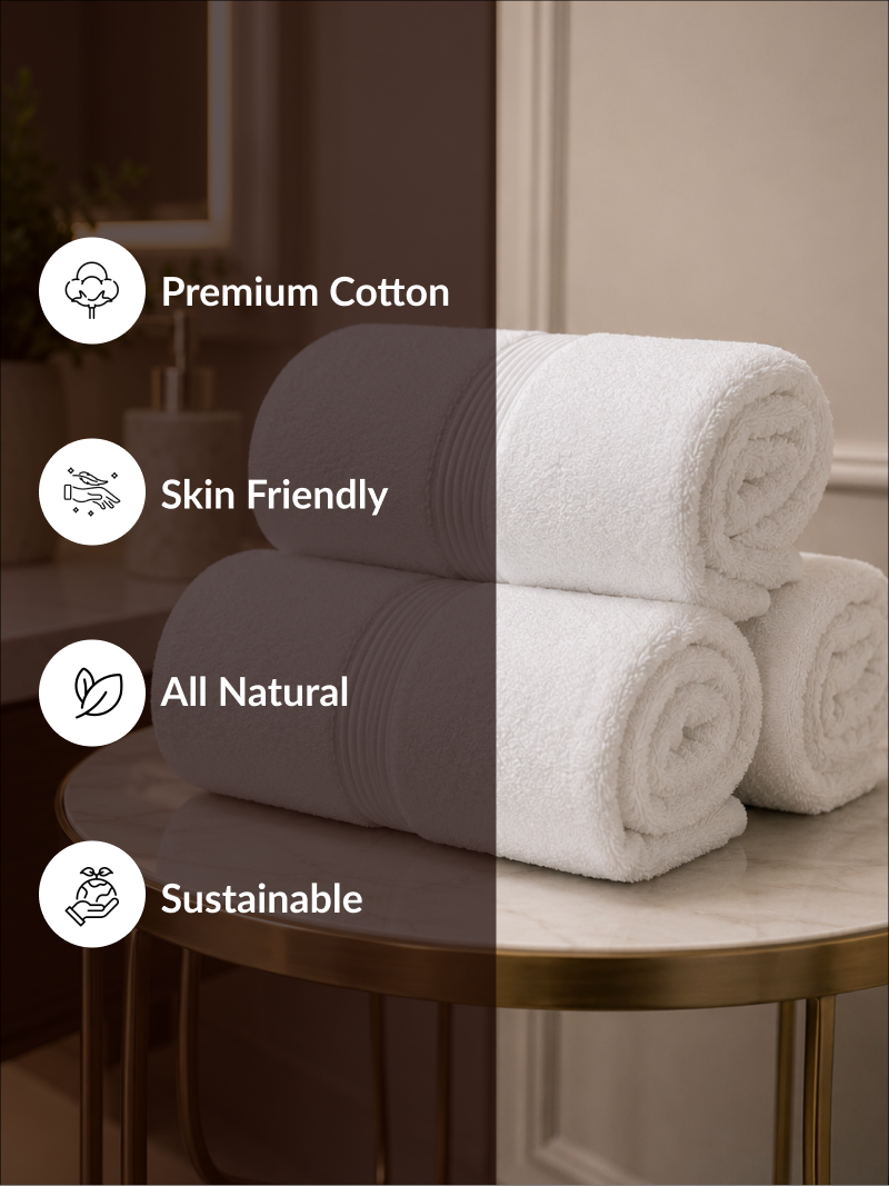White Premium 700 GSM Cotton Towel Set - Image 5