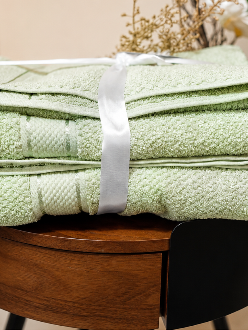 Sage Green Premium Textured 550 GSM Cotton Towel Set - Image 3