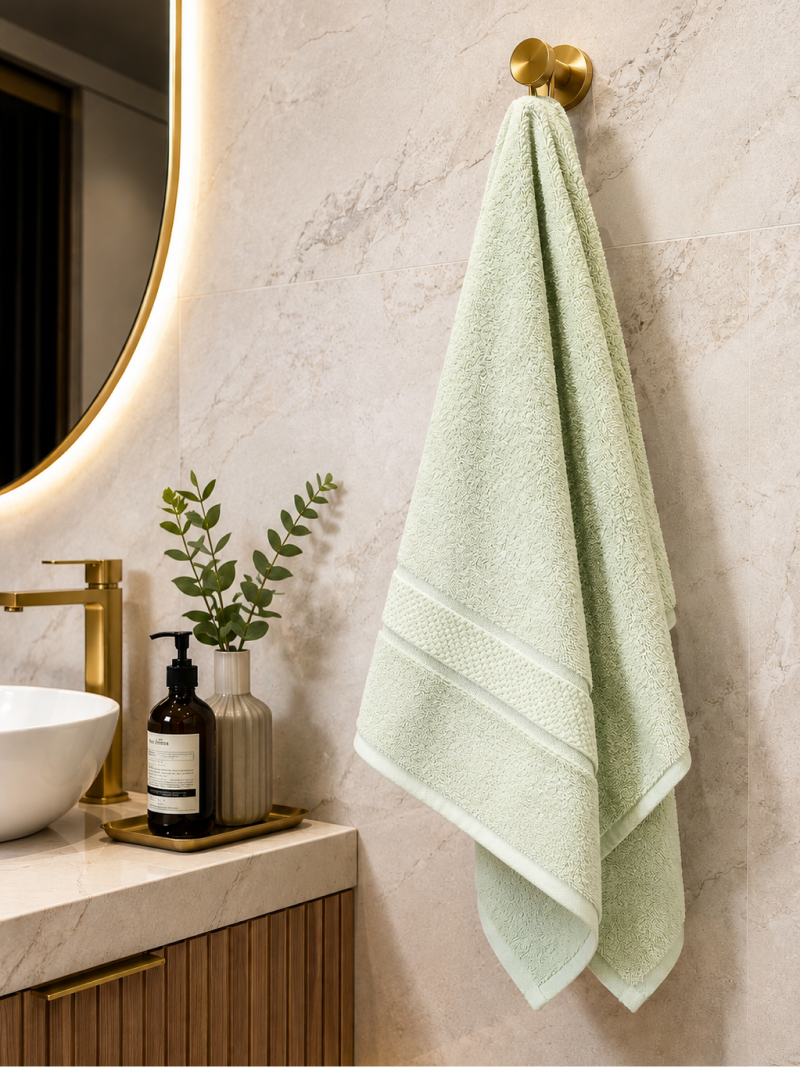 Sage Green Premium Textured 550 GSM Cotton Towel Set - Image 2