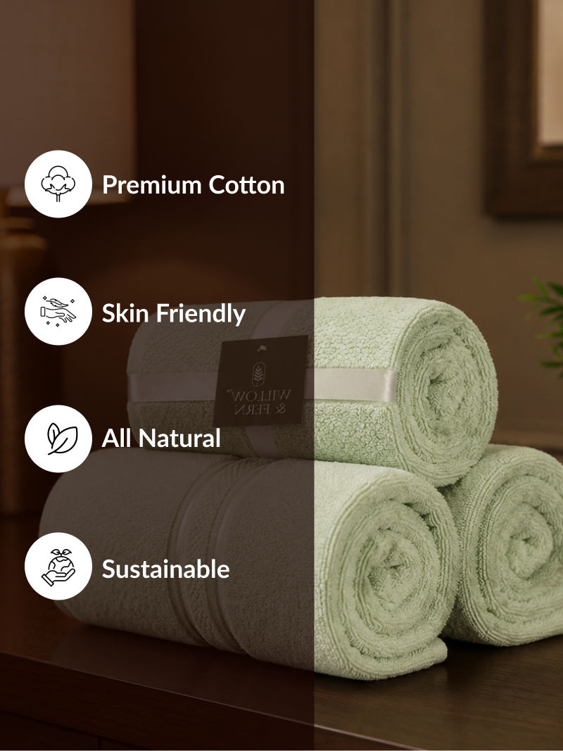 Sage Green Premium Textured 550 GSM Cotton Towel Set - Image 4