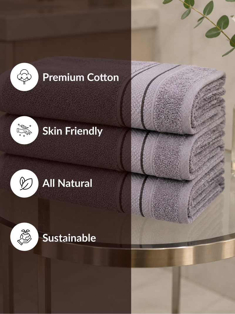 Dark Grey Premium 550 GSM Cotton Towel Set - Image 5